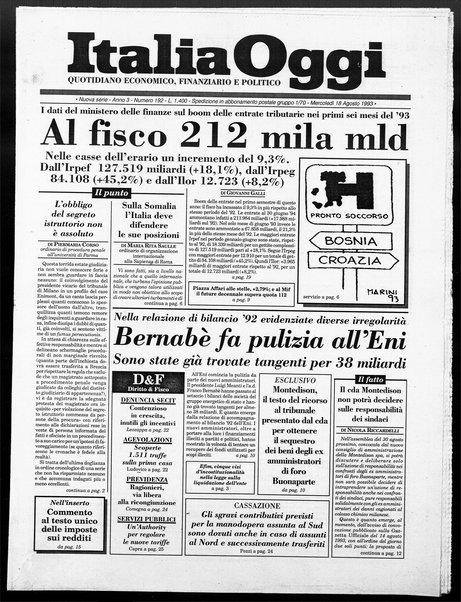 Italia oggi : quotidiano di economia finanza e politica